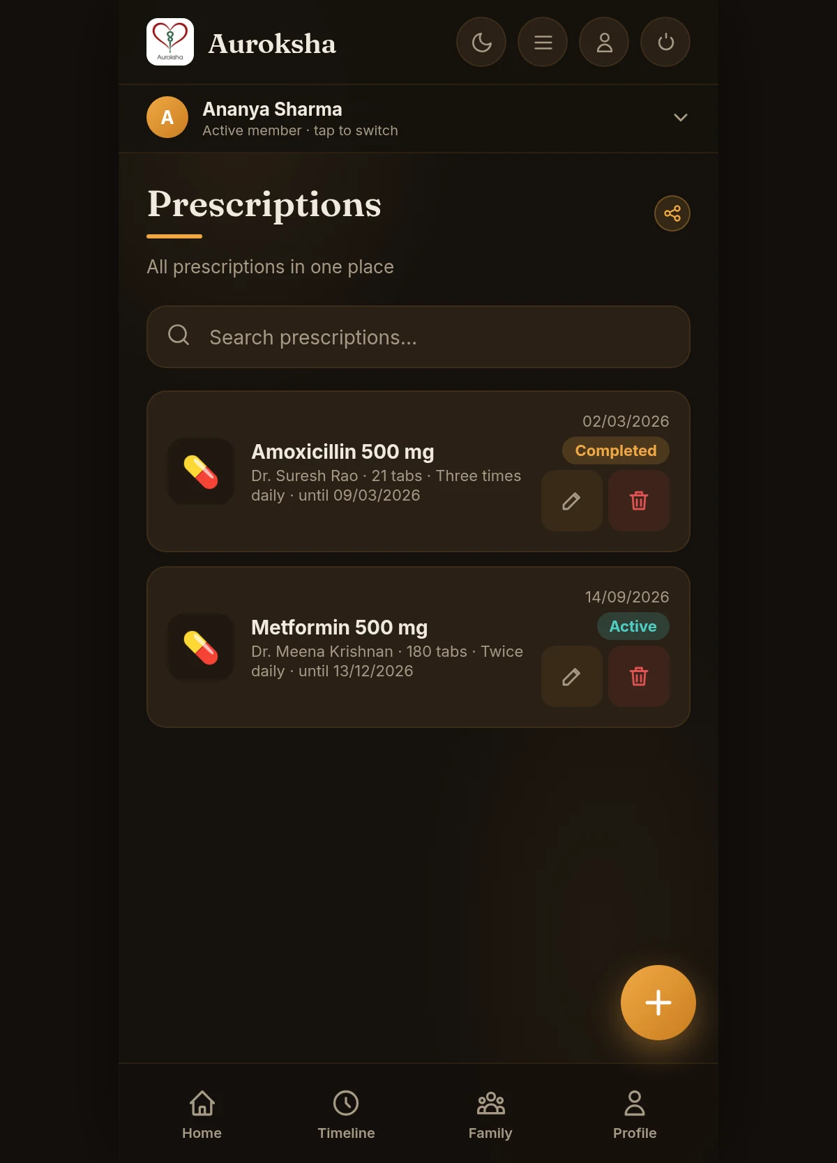 Prescriptions list